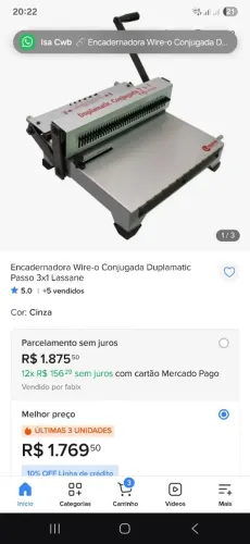 Vendo encadernadora Lassane 3x1 nova