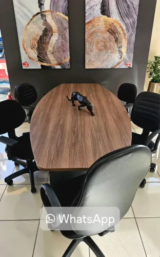 MESA DE REUNIAO semi oval NOGAL  MODELO INDUSTRIAL LOJA IKONMIXOFFICE