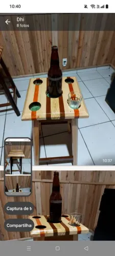 Tamborete com porta garrafa e copo ( retirar no endereço)