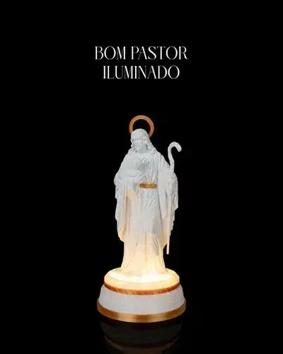 Escultura 3D Bom Pastor Iluminado