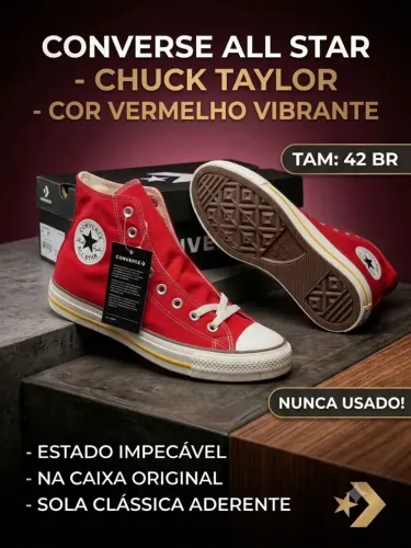 Tênis Converse All Star Chuck Taylor Cano Alto Vermelho - Tamanho 42 (Novo na Caixa!)