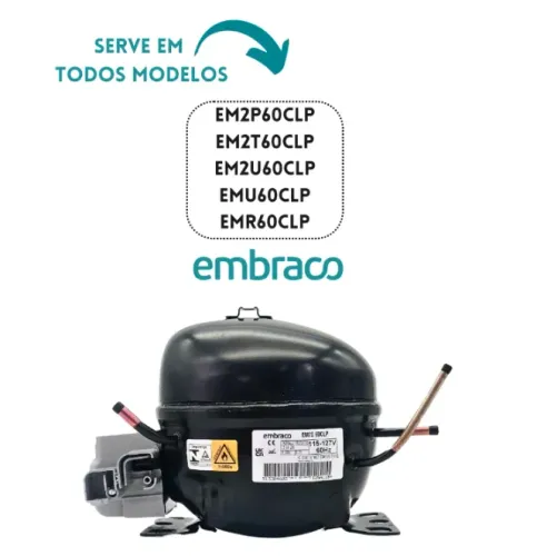 Motor Compressor 1/6 EM2U60CLP Embraco Gás R600 110v / De: 548,00 - Por: 300,00