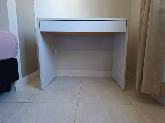 Mesa para estudos, Escrivaninha em mdf, branca, com gaveta