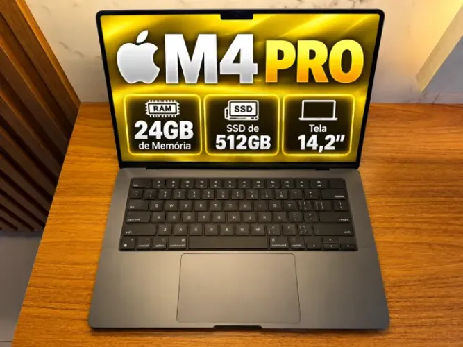 Macbook M4 Pro. Mem. 24 GB. SSD 512 GB. Até 18 x