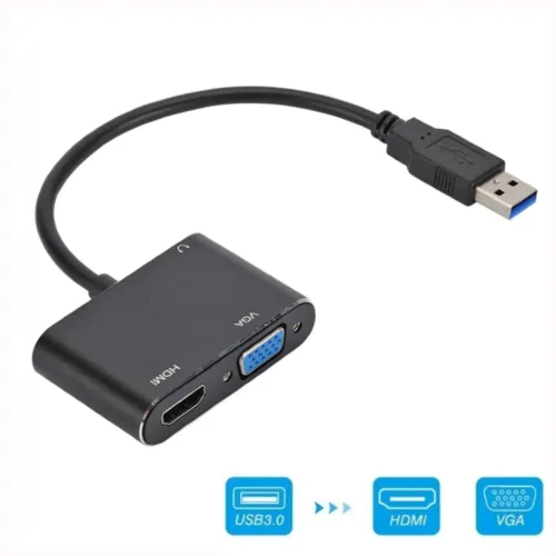 Adaptador Conversor USB 3.0 para HDMI e VGA 2 em 1 Full HD 1080p em São Luís ma