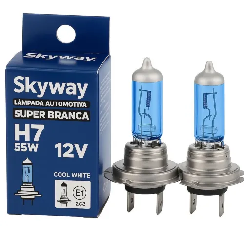 Par Lâmpada Automotiva H7 Super Branca 55w 12v Skyway - Cool White