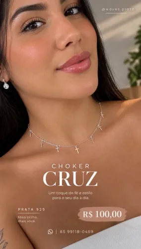 Chocker Cruz Prata 925