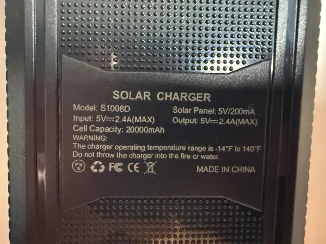 ? Bateria Portátil (Power Bank) Solar 20.000mAh c/ Lanterna e Bússola