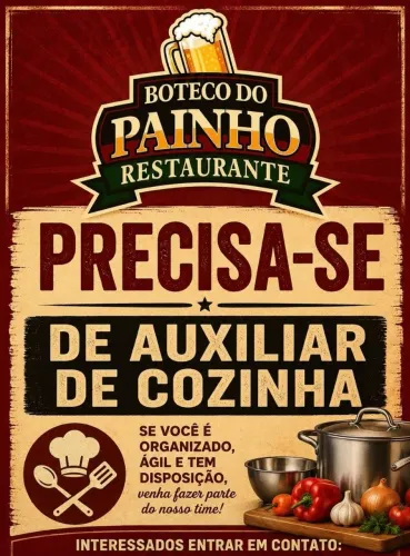 Precisa-se de auxiliar de cozinha com experiência