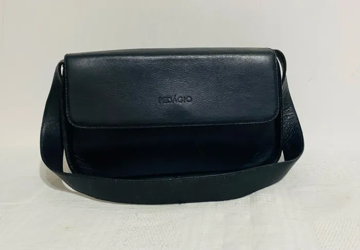 Bolsa Tiracolo Em Couro Legítimo Vintage Pedágio - Preta