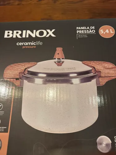 Panela de Pressão Indução Brinox Antiaderente Ceramic Life Pressure 5,4 Litros Vanilla