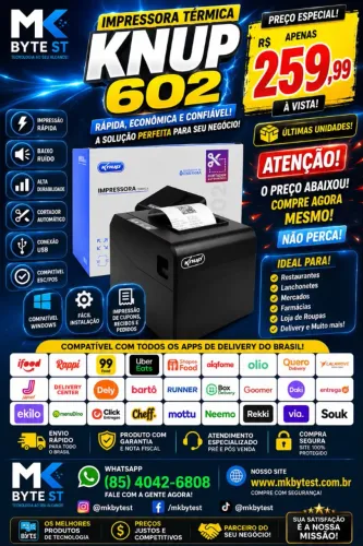 Impressora Térmica 80mm Guilhotina Corte Automático Usb kp-IM602