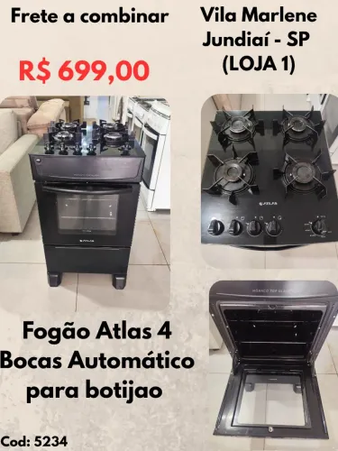 Fogão Atlas 4 Bocas Automático para botijao