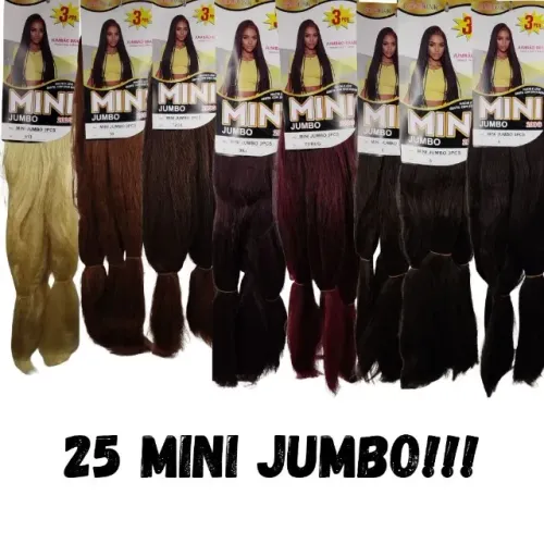 KIT 25 PACOTES DE CABELO MINI JUMBO 200G CADA PARA TRANÇAS BOX BRAIDS NAGÔ BOXEADORA
