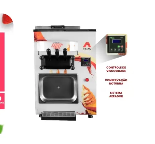 Máquina de sorvete Expresso Degust Rimaq CMS 72 2 Cubas e 3 Bicos 