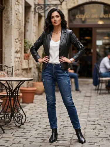 Jaqueta Feminina Vintage Preta em Couro Legítimo