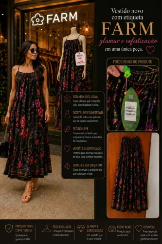 Vestido Farm Novo com Etiqueta 