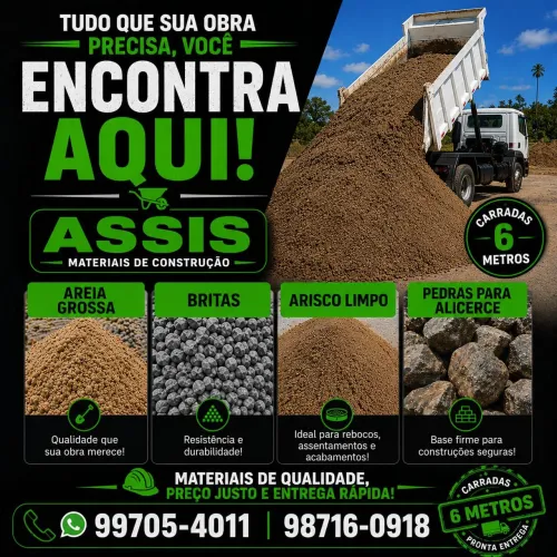 AREIA GROSSA ? ARISCO ? BRITA ? PEDRA PARA ALICERCE