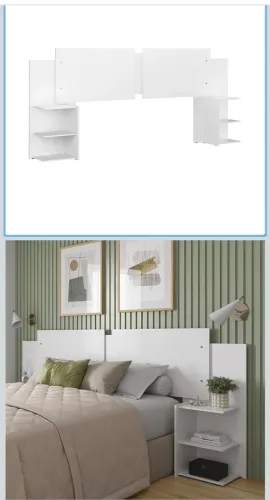 Cabeceira de cama casal com mesas de apoio