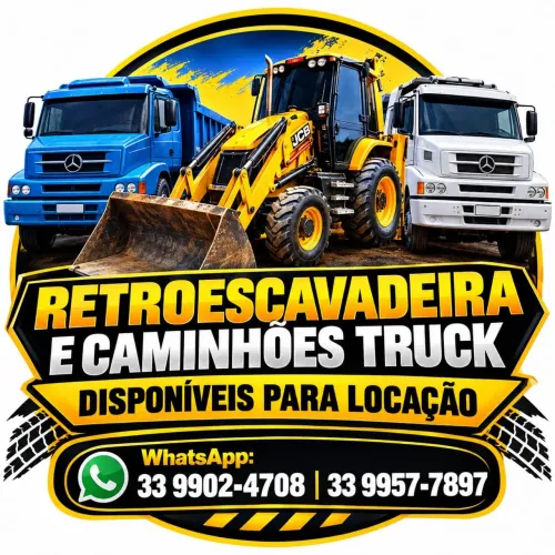 Locação caminhões e máquina retro escavadeira
