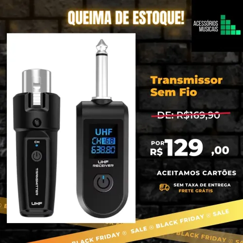 Transmissor sem fio para microfones e instrumentos musicais