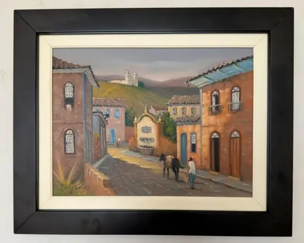 Marcos Zechetto - "Ouro Preto" - Óleo Sobre Tela de 40 x 51 cm (com moldura) e assinado