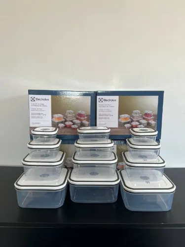 Kit 12 Potes Herméticos Electrolux Retangulares com Tampa de Silicone - Porta Mantimentos