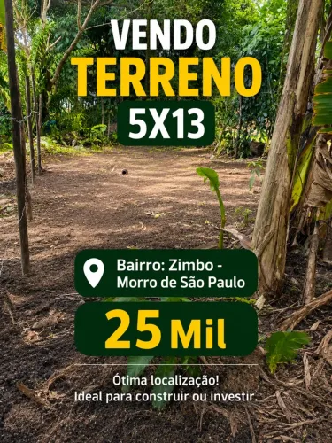 Vendo Terreno 5x13 em Morro de São Paulo (Bairro Zimbo)