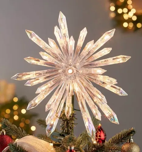 Topo de Árvore de Natal Transparente Cristais Furta Cor Importado
