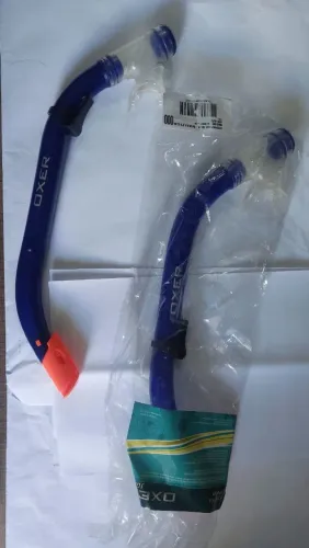 SNORKEL OXER SPLASH COM VÁLVULA COR AZUL + QUEBRA MAROLA LARANJA.