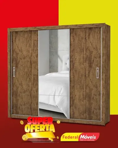 Guarda Roupa c/ Espelho 3 Portas 4 Gavetas Super Lindo Fazemos Entrega