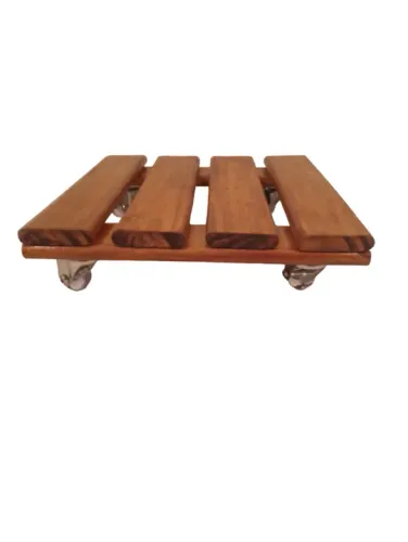 Suporte de Madeira para Vasos de Plantas/ Botijão com Rodízio de Silicone