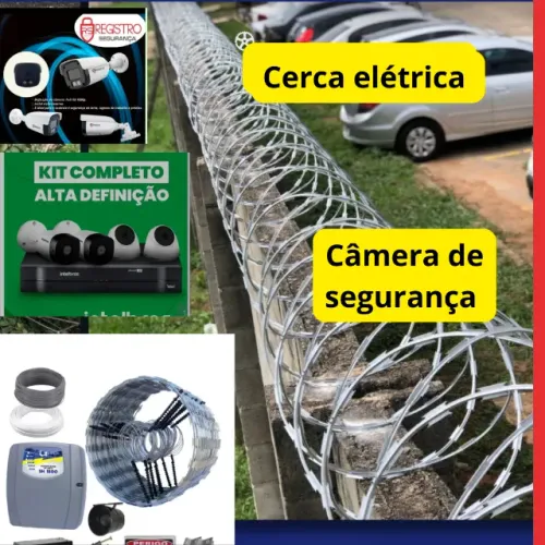 Cerca elétrica, camera de segurança, alarme 