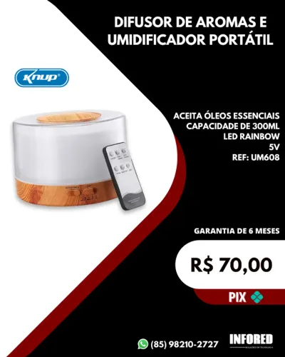 Difusor de aromas e umidificador portátil UM608