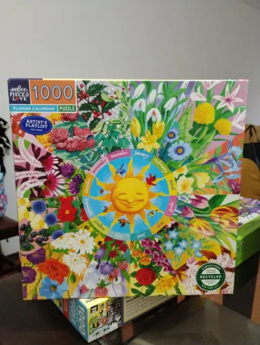 Quebra-cabeça Calendário de Flores - 1000 Peças, eeBoo
