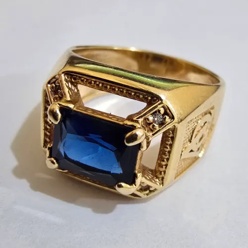 Anel Rommanel (T.18) Banhado a Ouro 18K - Símbolo Grego Alfa e Ômega - Formatura 
