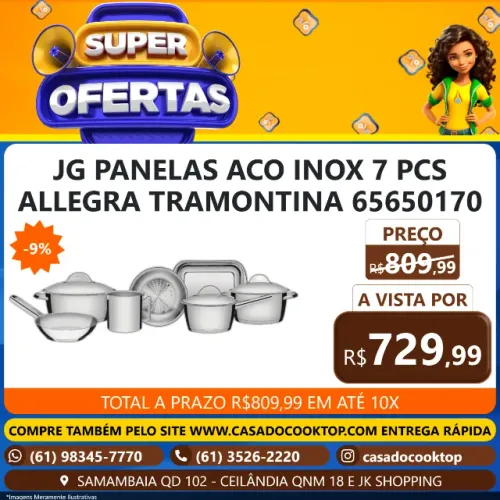 JG. PANELAS ACO INOX 7 PCS ALLEGRA TRAMONTINA 65650170