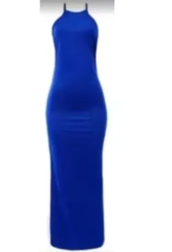 Vestido Longo Frente Única Com Fenda Lateral