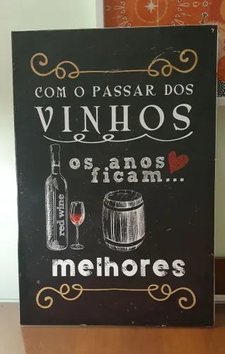 Quadro Vinhos (precisa emoldurar) e Placa Decorativa Café