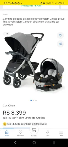 Carrinho de passeio e bebê conforto da Chicco 