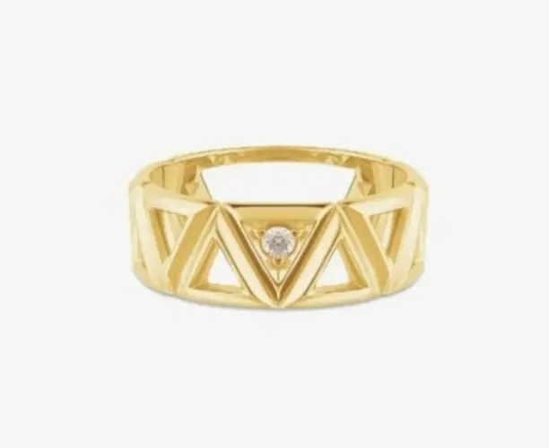 ANEL COLEÇÃO ÍCONA (MAIOR), EM OURO AMARELO 18K 750, COM DIAMANTE, NOVO, MARCA VIVARA.