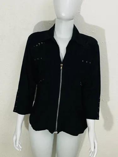 Camisa Casual Tamanho G preta zíper frente Ótimo Estado