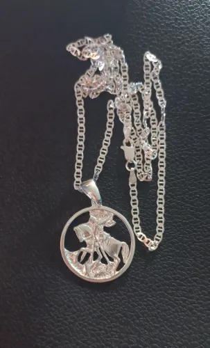 Conjunto São Jorge de prata 925 - Grande 70cm