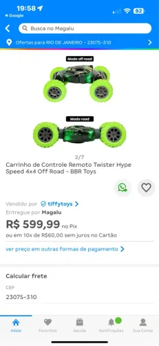 Carrinho de controle remoto Twister hype speed 4x4 off Road