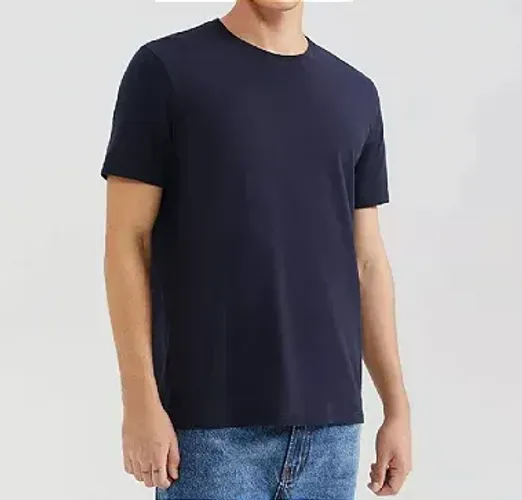 Camiseta Básica Masculina Slim Manga Curta - Azul Marinho - Tamanho P