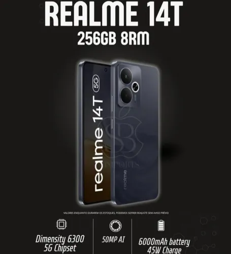 Realme 14T 256GB 8GB RAM Novo Potente Entrega Grátis Garantia 