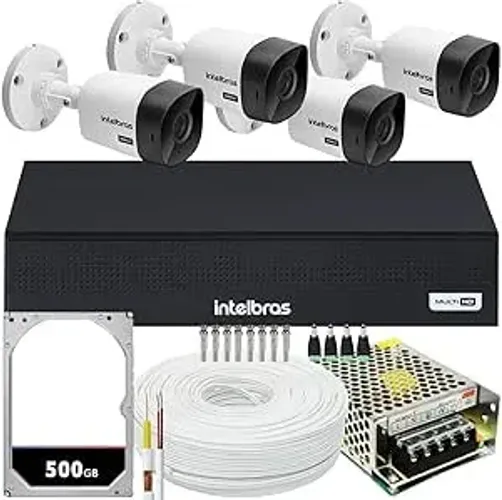 Kit Cftv Intelbras 4 Câmeras Vhc 1120 720p Mhdx 1004C Com Hd