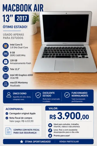 ? MACBOOK AIR 13? 2017 - EXCELENTE ESTADO + NOTA FISCAL