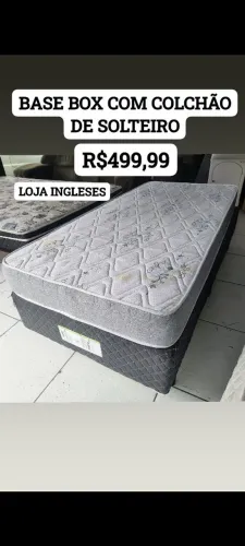CAMA BOX COM COLCHÃO DE SOLTEIRO