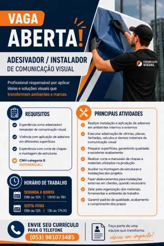 Adesivador/Instalador de Comunicação Visual